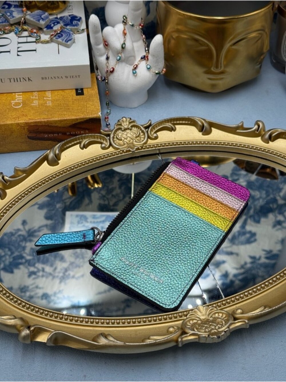 🆕 KURT GEIGER LONDON 🧿 NWOT Rainbow Shop 690 Card Holder in Multi Rainbow